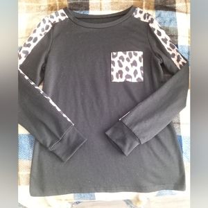 Shein  black long sleeve with cheetah print